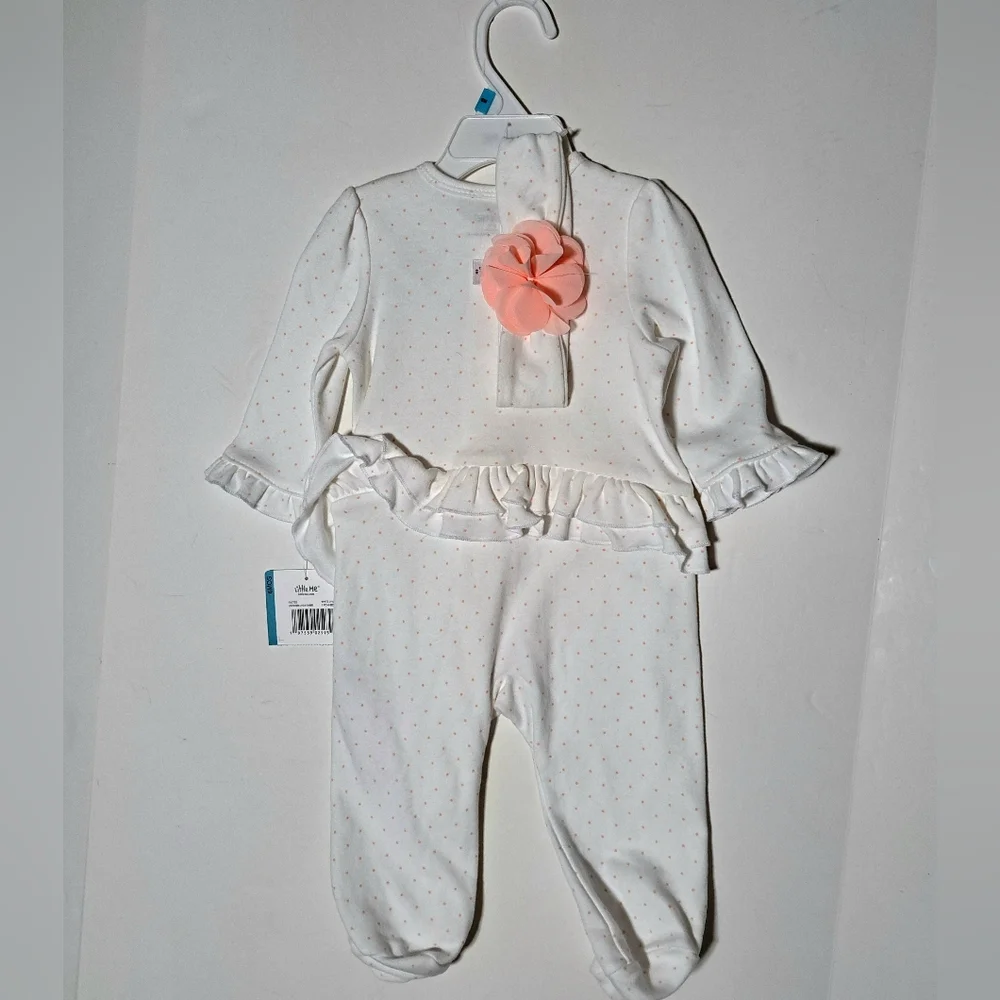 Little Me White and Pink Polka Dot Outfit